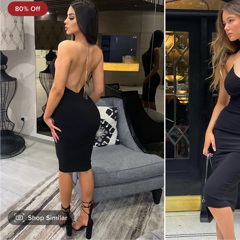 Back in chains midi dress- black, size- medium